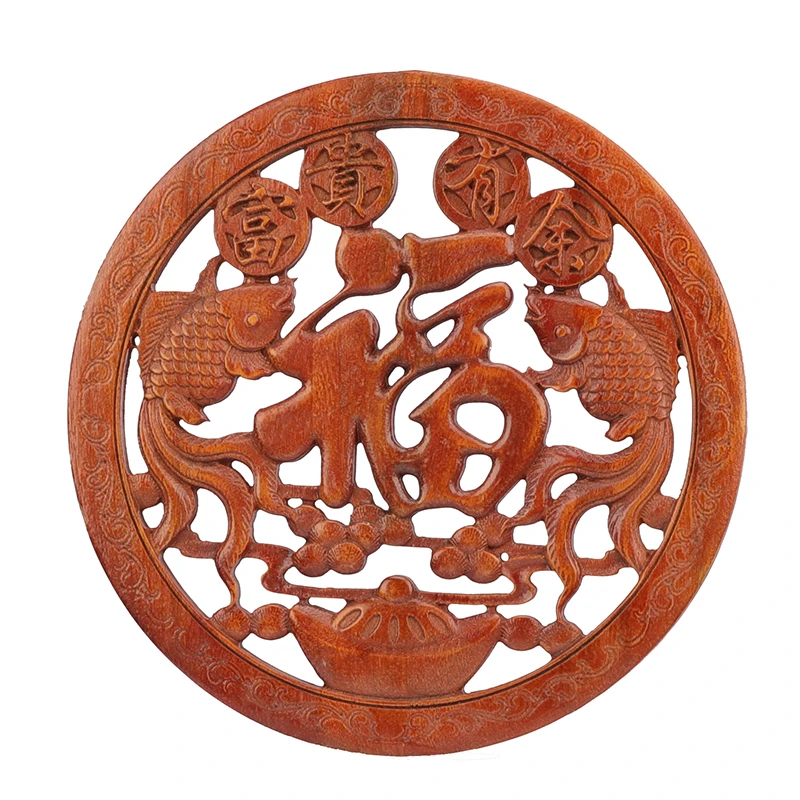 

VZLX Wood Carved Applique Frame Corner Onlay Unpainted Furniture Home Door Decor Decoration Accessories Rich Carp Treasure