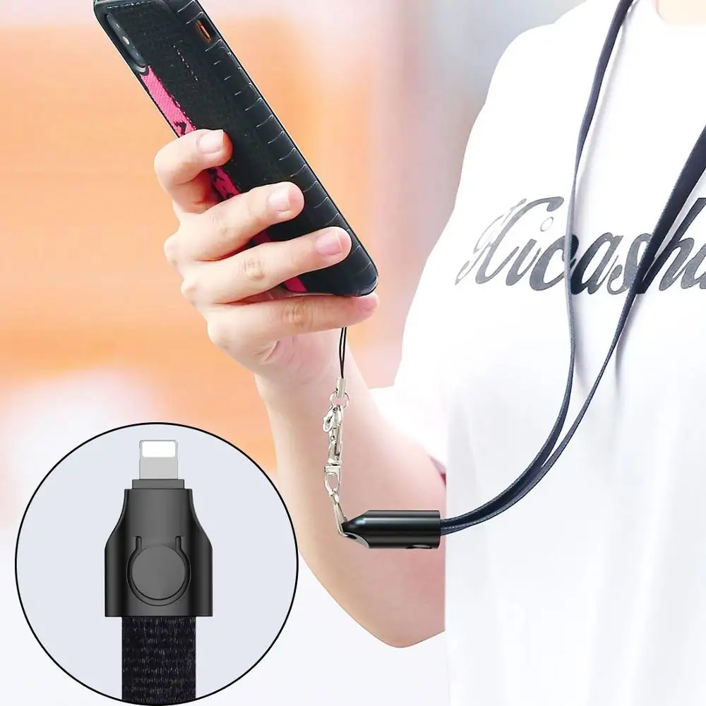 Ремешок TOTU на шнурке 2 1 а 85 см с кабелем Micro USB зарядный тип наручный ремень для Iphone