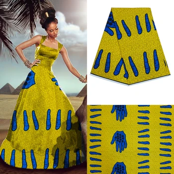 

New Arrival African Fabric Batik Wax Printing Real Ankara Printed Fabric 6 Yards Quality V893