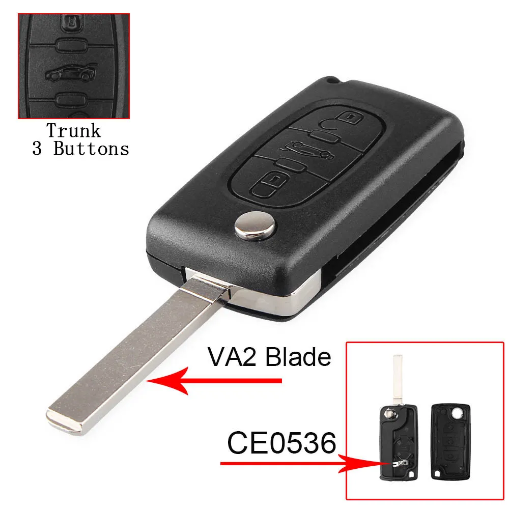 KEYYOU для peugeot 407 407 307 308 607 дистанционный ключ чехол в виде ракушки Обложка ключ 3 кнопки ключ чехол CE0523 - Цвет: CE0536 VA2