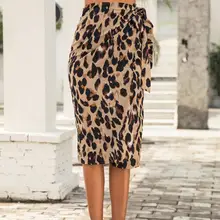 Новейшая женская шифоновая юбка с леопардовым принтом, женские осенние длинные юбки с высокой талией, модные юбки леопарда, Женская открытая юбка