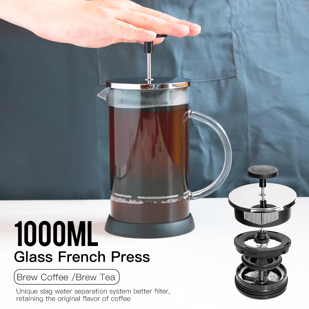 French Press Coffee/Tea Brewer Coffee Pot Coffee Maker Kettle 1000ML Stainless Steel Glass Thermos Barista Tools Carafe coffee maker french press coffee press coffee press
