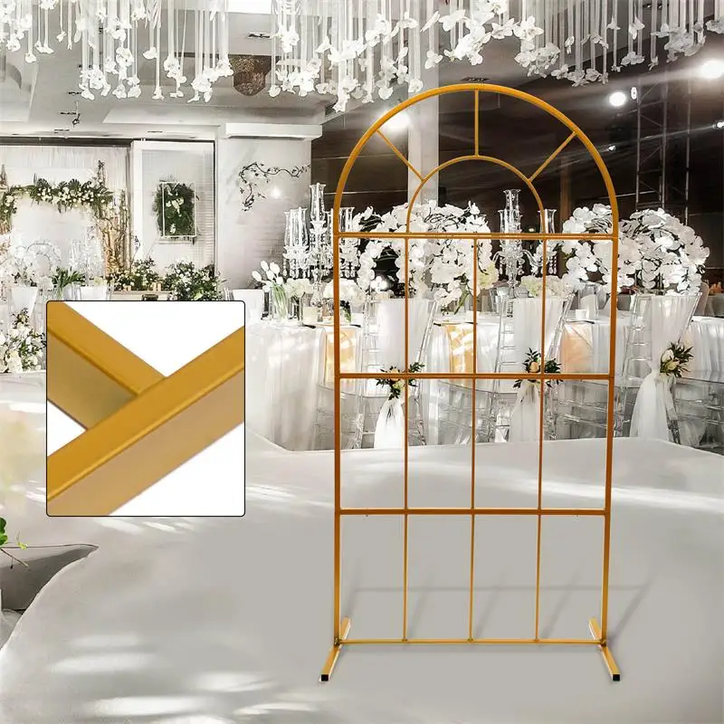 2&times;1m Outdoor Wedding Arch Gold Circle Stand Backdrop Iron Birthday Party Props DIY Decor Garden Lawn Round Balloons Rack furniture frame