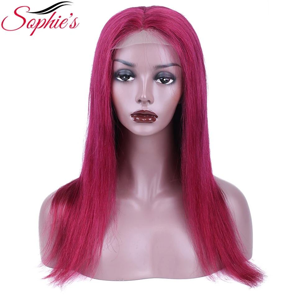 Парики из натуральных волос на кружевной основе Sophie's 4*4 прямые парики из натуральных волос Омбре 1b/27 99j бордовый 1b/бордовый цвет не Реми парик - Цвет волос: burg
