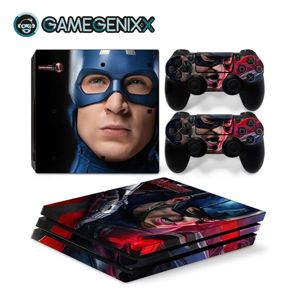 GAMEGENIXX Кожа Наклейка виниловая оберточная крышка полный набор для PS4 Pro консоли и 2 контроллеров-Капитан Америка
