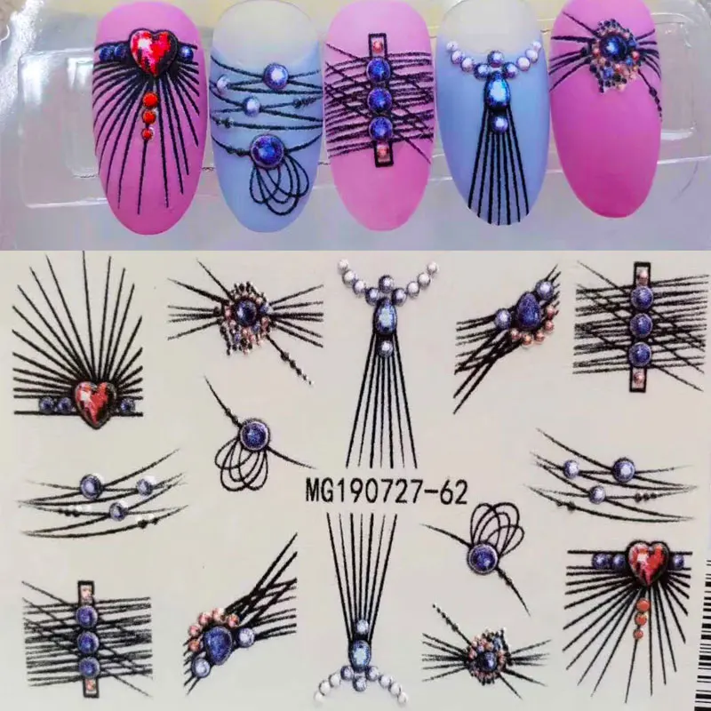 1pc 3D Acrylic Engraved Natural black butterfly Nail Sticker Nail Water Decals Fashion Empaistic Nail Water Slide Decalsi