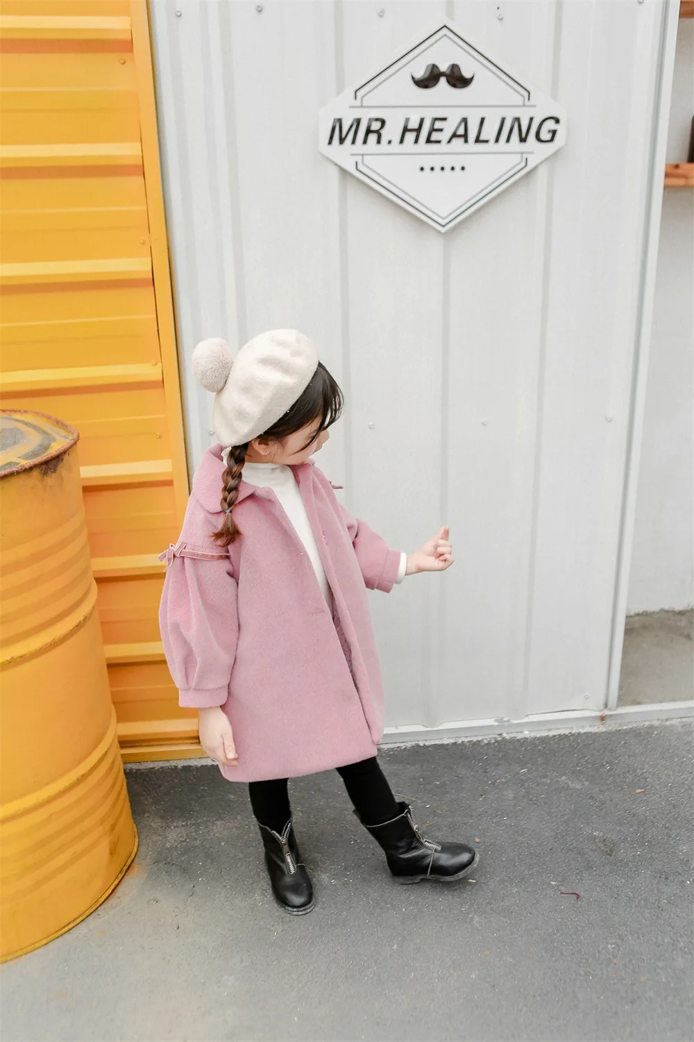 Girl'S Coat Children Woolen Jacket Children Mid-length Coat Women's