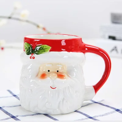 Креативная Рождественская кружка с крышкой милые животные керамическая чашка Санта Клаус Кофе Молоко чай вода чашки мультфильм Лось кружка для детей подарок - Цвет: 4