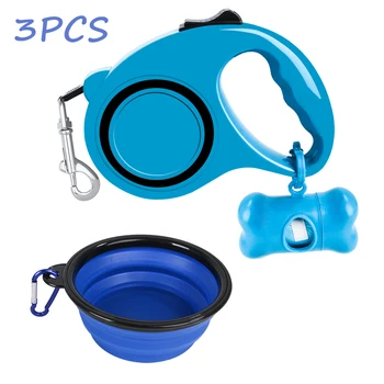 

Pet Set 3PCS Leash Flashlight Rope Belt Bowl Pet Retractable Product Traction Dog Bag Holder Puppy Dogs Small Automatic Durable