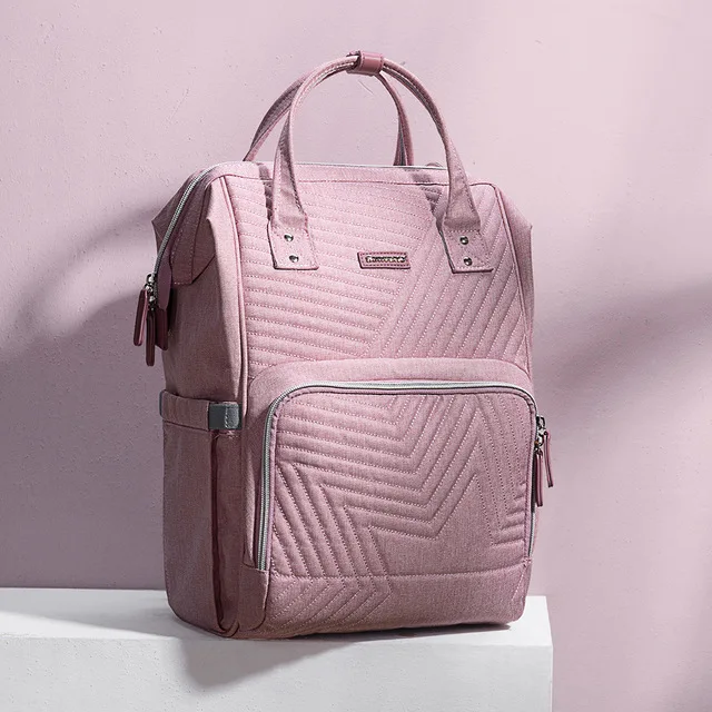 Pink Модная сумка для подгузников, большой Стеганый рюкзак для мам Уход за ребенком, сумка для кормления, дорожный рюкзак для коляски, Детская сумка для подгузников, уход за ребенком - Цвет: Pink