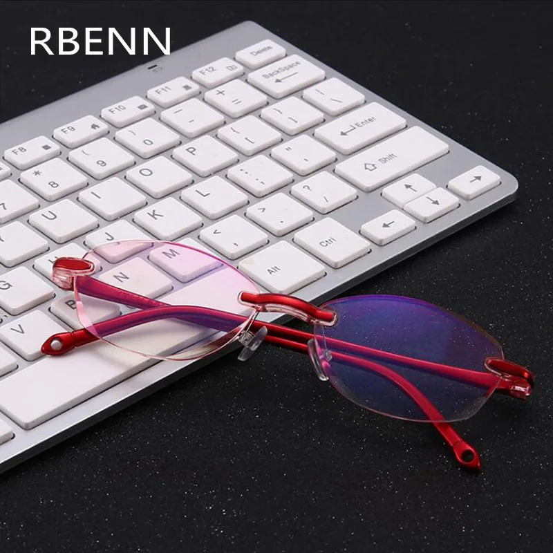 RBENN Fashion Blue Light Blocking Computer Glasses Women with Case Rimless Ladies Anti Gaming UV400 | Аксессуары для одежды