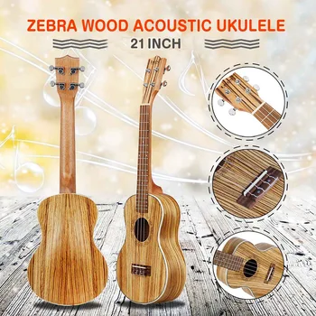 

Ukulele Beginner 21 Inch Zebrawood Ukulele Small Hawaiian Guitar Ukulele For Kids Beginners Adults Musical Instrument Accessorie