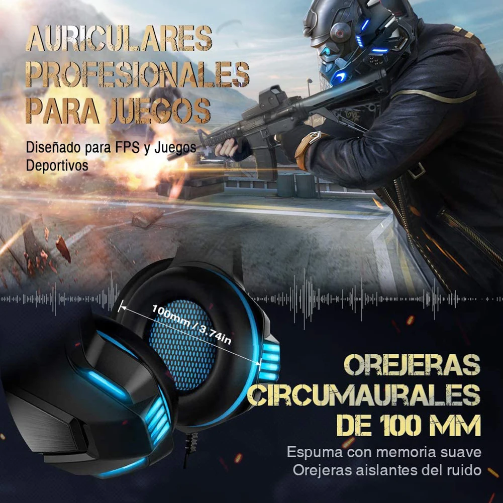Gaming Headset Wired Stereo Gaming omnidirectional Headset LED Headphones with Microphone LED Light for PS4 PC Computer