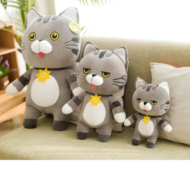 Симпатичная кукла-плюшевый Кот 28-55 см, мягкая игрушка с серыми котами, подушка для животных, детская спальная кукла-компаньон, подарок для