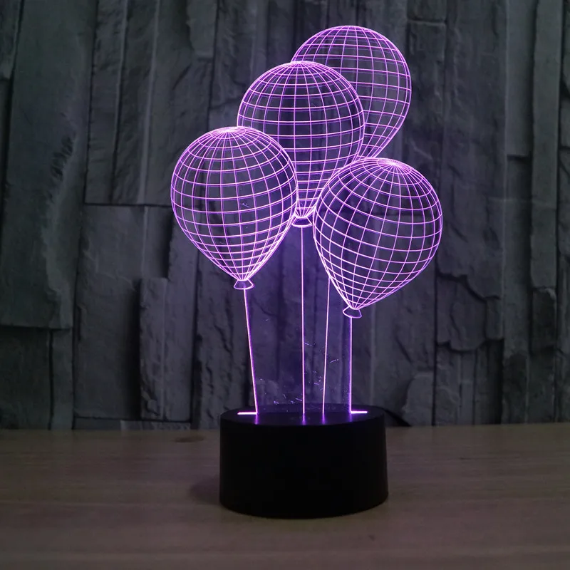 

Balloon 3D Lamp LED ya ke li deng Visual Stereo Lamp Touch Switch Illusion Lights Colorful Small Night Lamp