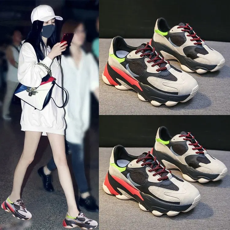 

2019 New Style Sports Daddy Shoes Women's Tennis Red Fashion Autumn Shoes Autumn Versatile Shoes Super Fire WOMEN'S Shoes INS Tr