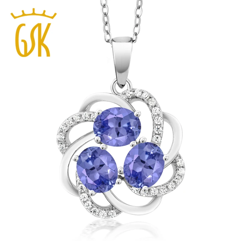 1 70 Ct Синий танзанит 925 пробы серебро 3 каменная винтовая подвеска|pendant 925|pendant