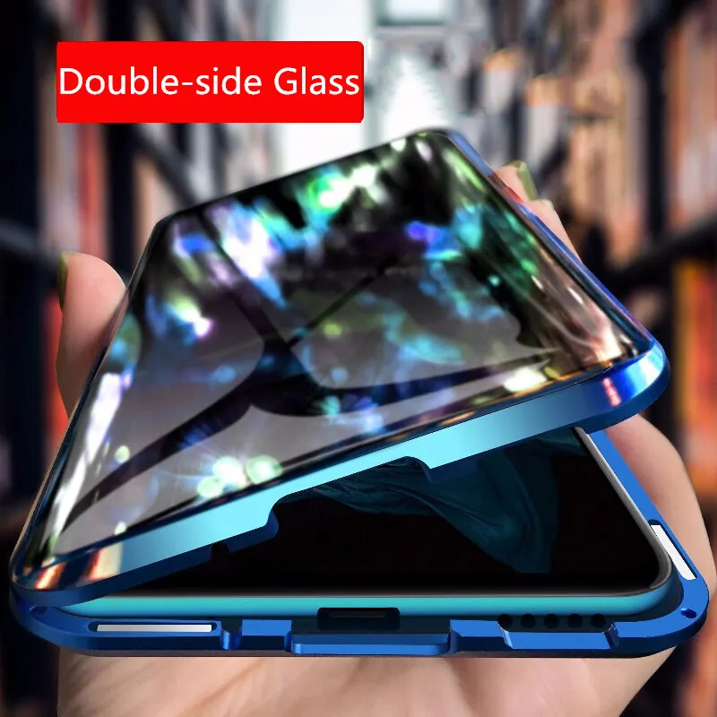 

Magnetic Glass Case For Xiaomi mi note 10 Case DoubleSide Tempered Glass Metal Magnetic Adsorption Cover For xiaomi mi cc9 pro