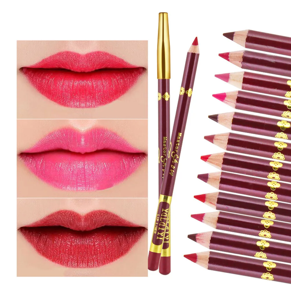 

Women Beauty 12 Color Waterproof Makeup Lip Pencil Matte Velvet Lip Liner Pen Long Lasting Makeup Lipstick Velvet Lip Liner