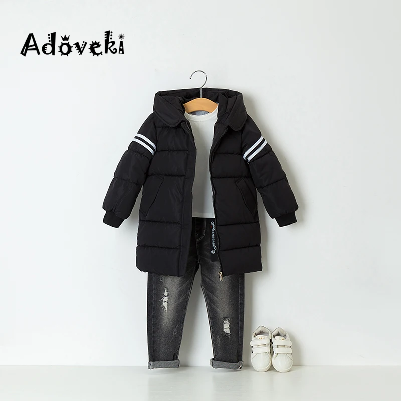 Adoveki/Новинка года; зимняя детская куртка-пуховик 90%; пальто для маленьких девочек; теплая зимняя куртка высокого качества с капюшоном для детей От 2 до 8 лет - Цвет: Черный