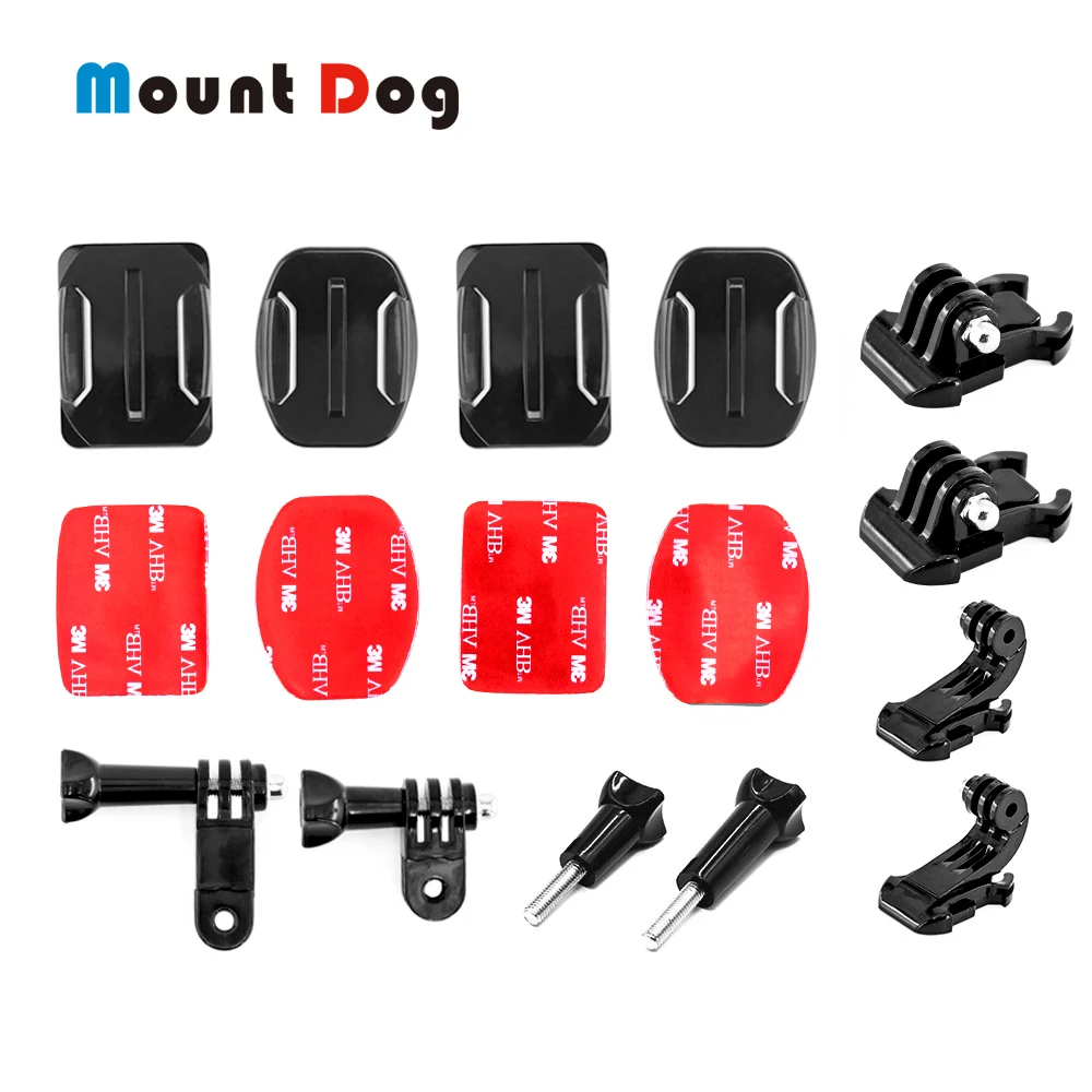 

For Gopro Hero 7/6/5/4/3+ Action Sport Camera Go Pro Accessories Kit Curved Screw Helmet Flat Mount For Xiaomi Yi 4K pro Camera
