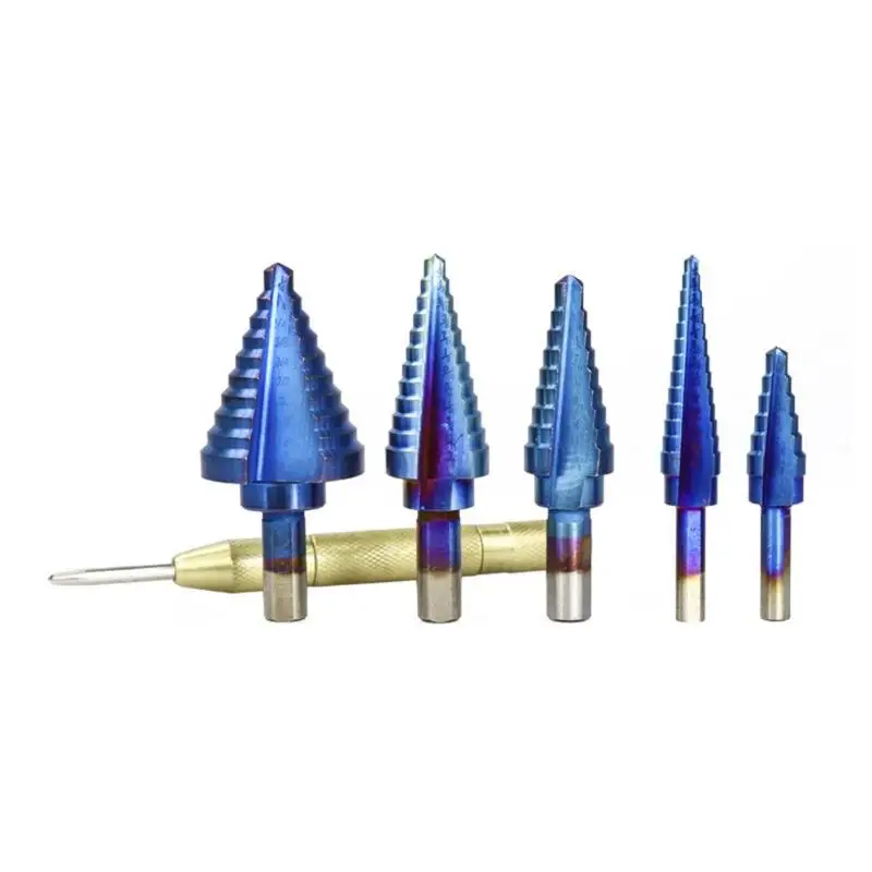 

6pcs HSS Titanium Coated Step Drill Bit Drilling Power Tool for Metal Plate