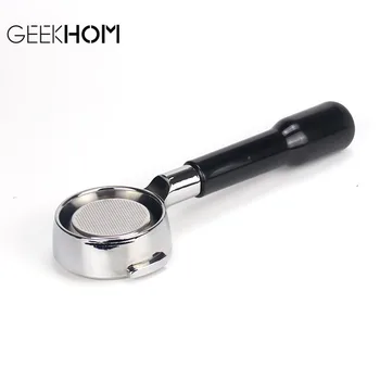 

Reusable Coffee Filter Stainless Steel Double Ear Coffee Machine Handle Bottomless Filter Portafilter Wooden Espresso Coffee Too