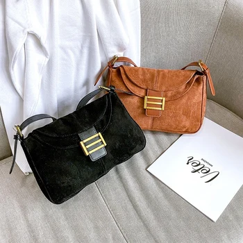 

Brand Luxury Women's Bags 2020 New Ladies Shoulder Messenger Bag Designer Imitation Deerskin Frosted Matte Bag Brown Spring Main