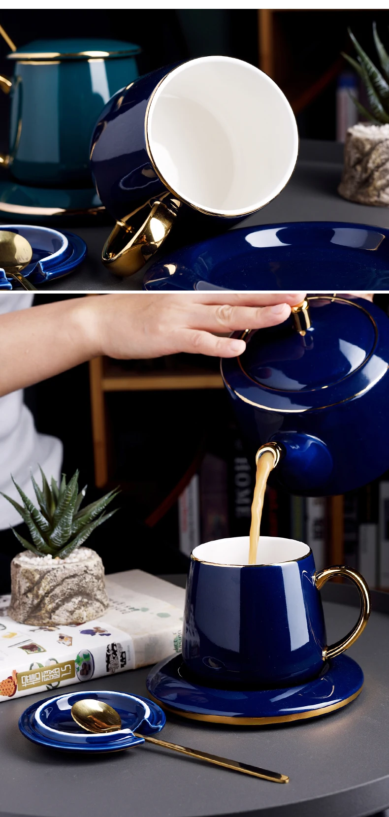 Креативная нордическая керамическая кружка с крышкой с ложкой Бытовая Высокая емкость офисные Кофе Молоко современные кухонные принадлежности