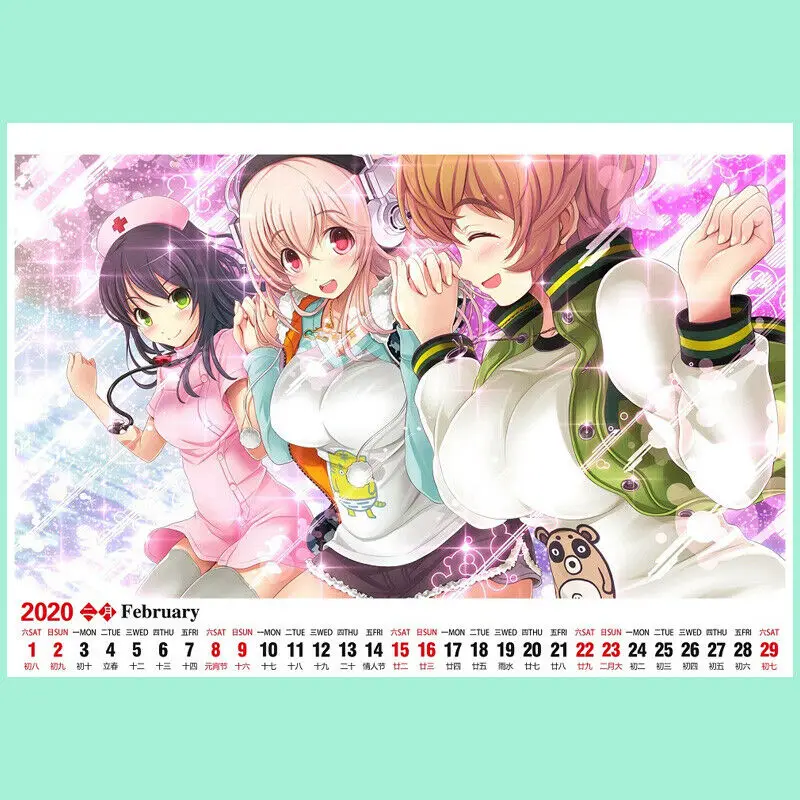 Аниме календарь Супер Sonico сексуальные девушки отаку Настольный календарь 13 страниц год