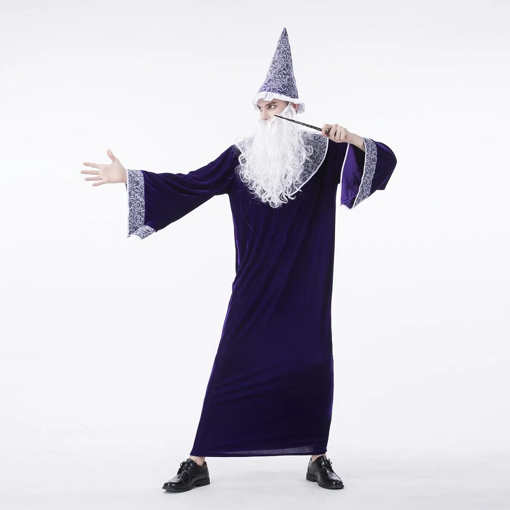 Властелин колец Gandalf волшебник платье Хэллоуин Маг одежда косплей костюм Ролевые вечерние мужские костюмы с шапкой