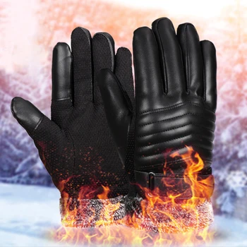 

1 Pair Winter Thickened Touch Screen Cycling Gloves Warm Adult Wind Proof Riding Full Finger Running Outdoor Sports Non Slip