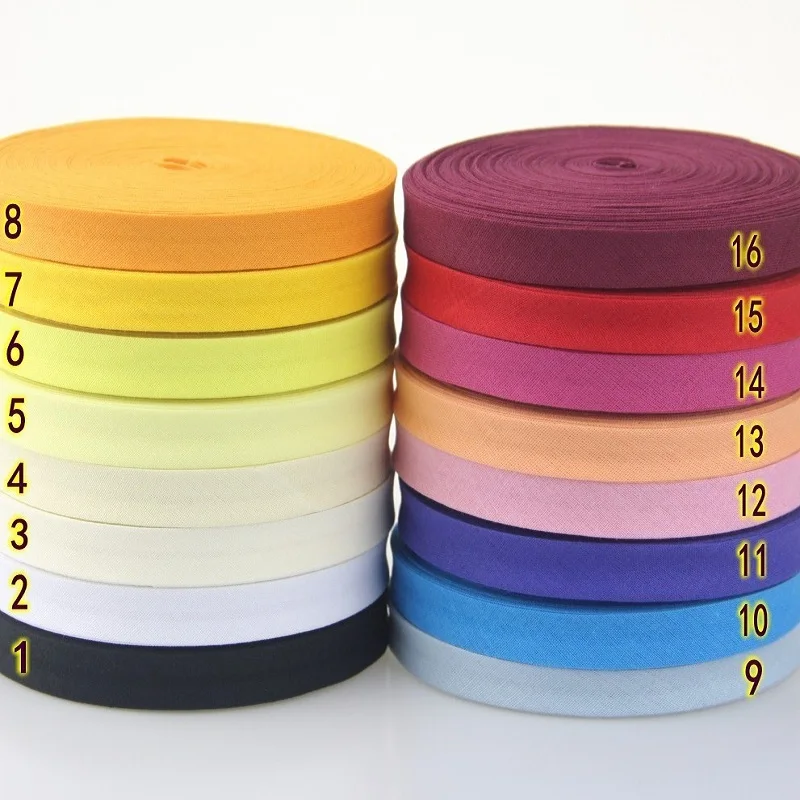 Monochrome Cotton Fold Binding Tape 12mm 30 Yards/Lot for Table Cloth Garment Quilt Craft Sewing Accessories