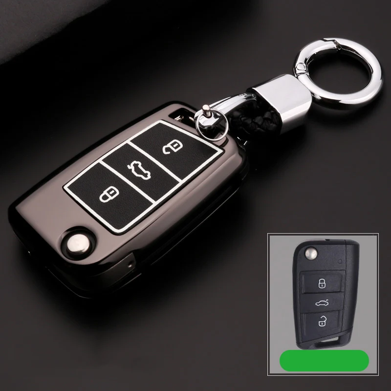 Цинковый сплав светящийся для VW Golf Bora Jetta Passat Skoda octevia Fabia seat Leon Tiguan-L POLO Passat B8 VW Gte автомобильный брелок - Название цвета: B-black