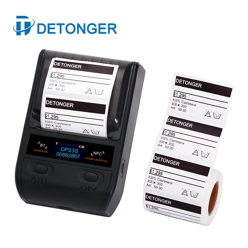 portable photo printer DETONGER DP23S/DP30S Multifunctional Wireless BT Mobile Thermal Printer Barcode Label Maker for Android iOS mini printer peripage