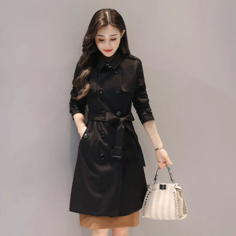 

2020 New Summer Women Square Collar Double Breasted Trebch Coats Female Fashion Solid Color Stitching Slim England Style Tops