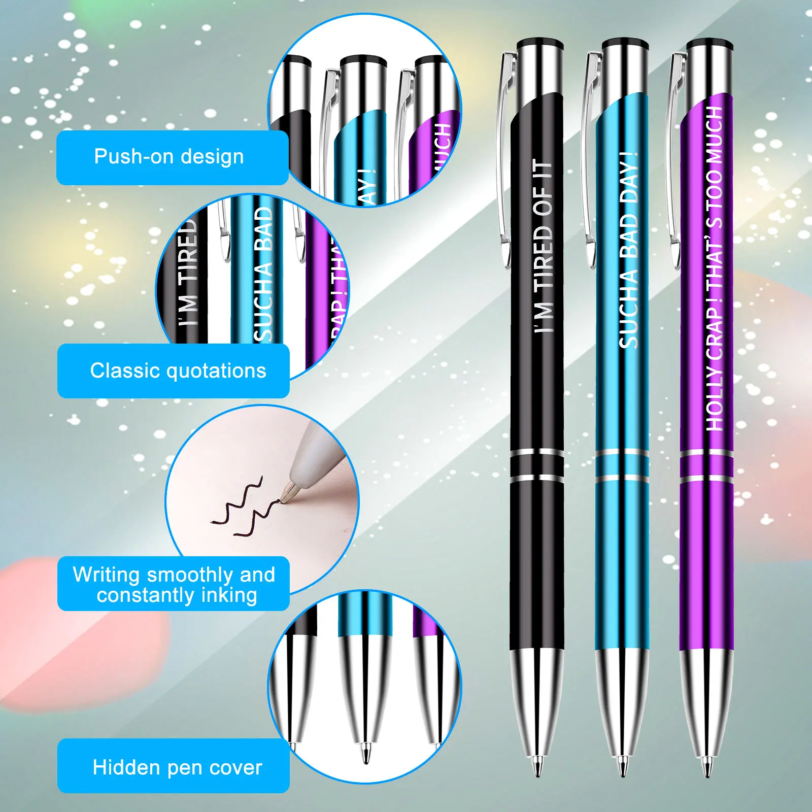 20Pcs Office Pens Funny Ballpoint Pens Motivational Pens Rude Quotes Pen  Vibrant Negative Passive Pens Black Ink - AliExpress