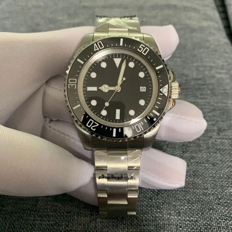 

Free shipping 43mm automatic mechanical watch men sapphire glass Luminous deep Stainless steel Sterile dial Seagull movement