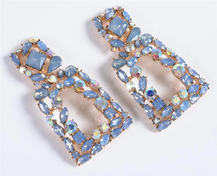 Фирменные серьги ZA, ювелирное изделие, женские роскошные серьги с кристаллами, женские Геометрические Квадратные длинные висячие серьги, женские свадебные серьги