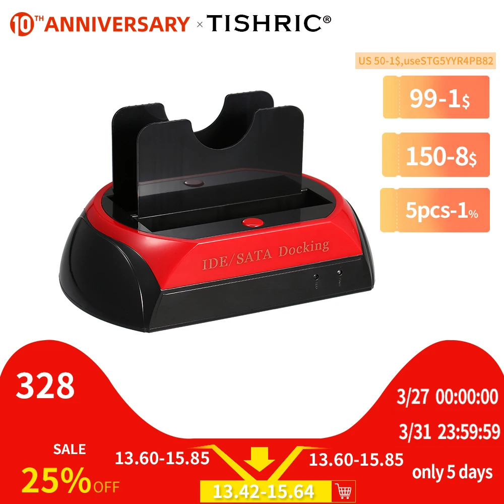 Tishric Ide Sata Dual All In 1 Hd/Hdd Dock/Docking Station Hard Disk/Drive Hdd 2.5 3.5 Reader Custodia Esterna Usb Eu Box