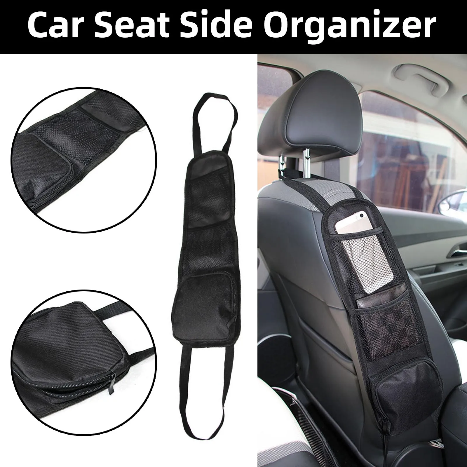 Car Seat Net Organizer Seat Side Organizer Mesh Pocket Car Seat Phone Holder for Cars Trucks