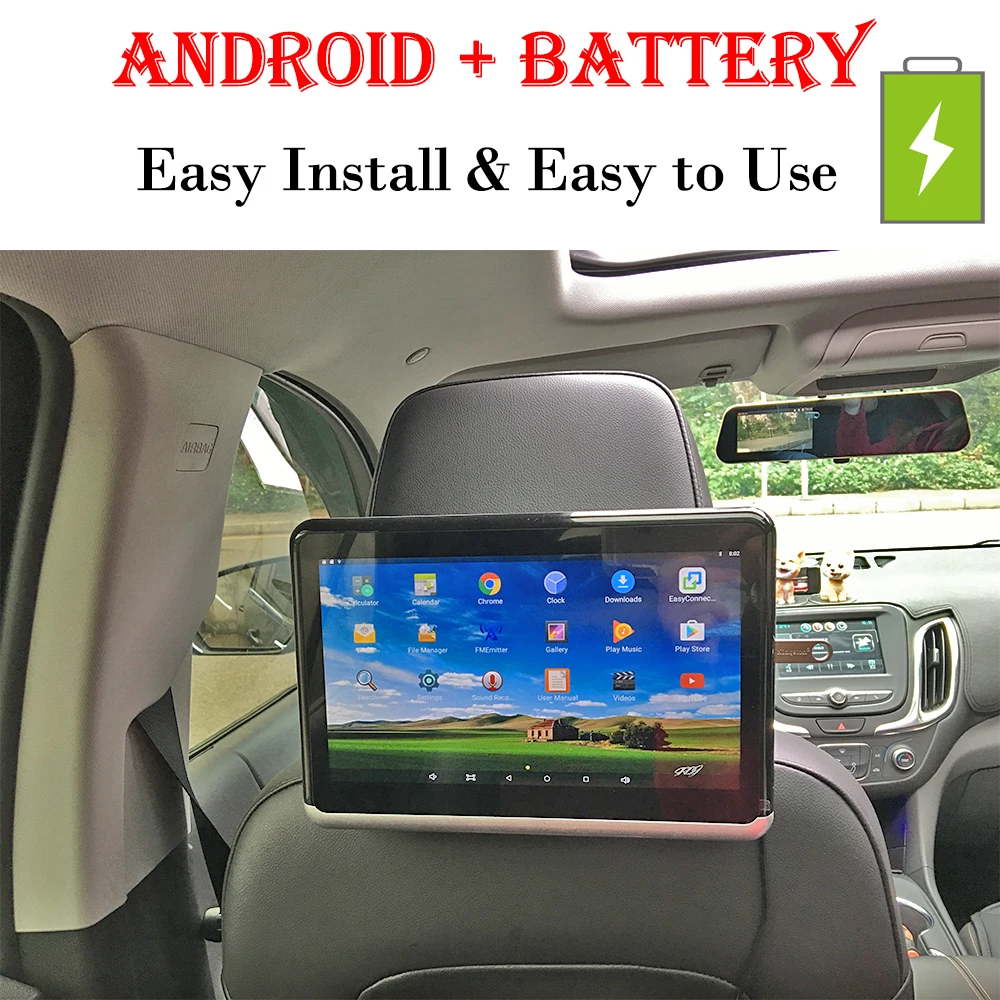 Car Headrest Tablet Monitor Android OS 4500mAh battery 1080P HD with