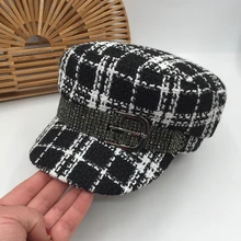 Британский ветер, яркие белые и черные квадраты, шапка, Вязанная, стильная, восстановленная в древнем стиле, Джокер, газетчик, шапка han editi