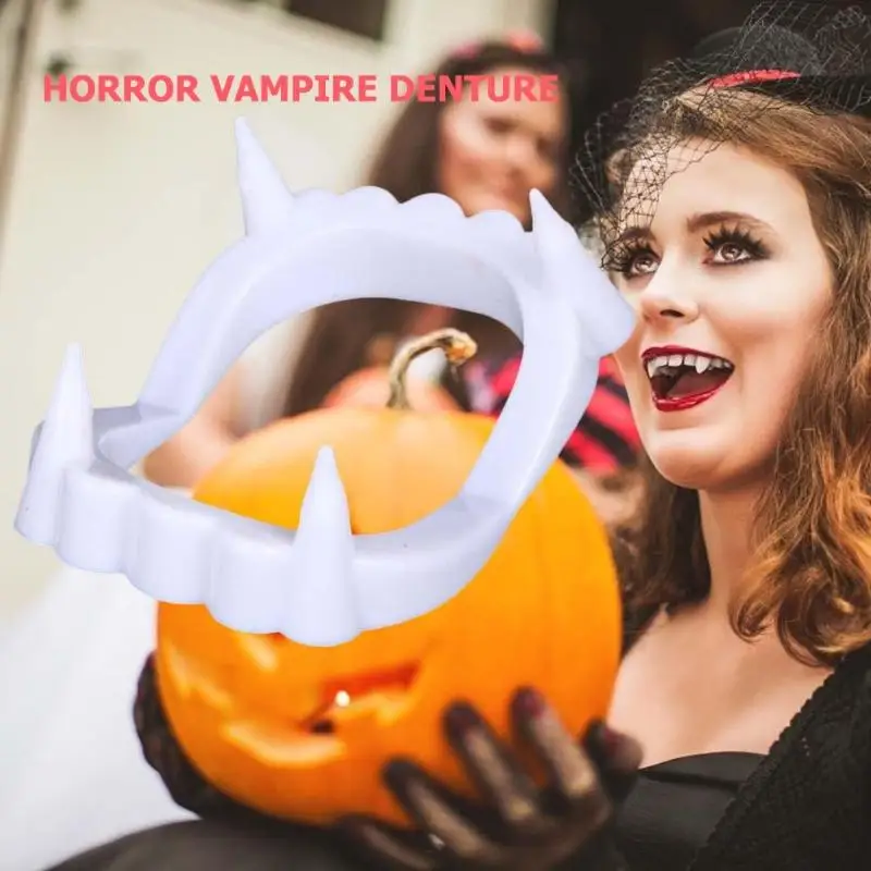 

Luminous Vampire Funny Fake Teeth for Halloween Party Night Glow Prop Finger Wear Nail Masquerade Cosplay Makeup Dentures