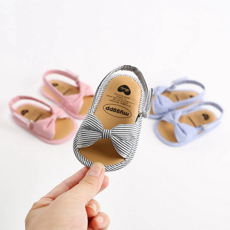 Sandal Shoes Baby-Girls Summer Bow Cute 0-18 Anti-Slip Soft Months13 Striped Breathable