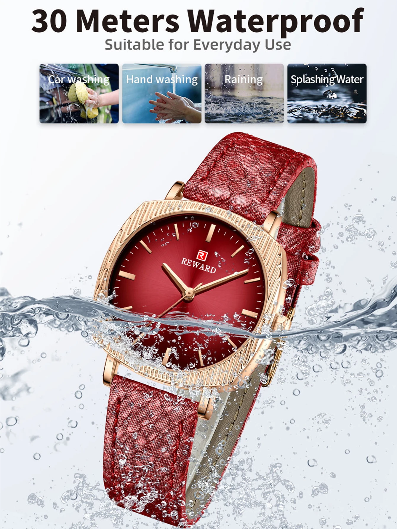New REWARD Women Wristwatch Fashion Quartz Wrist Watches Genuine Strap Derm Watchband Gift for Mother Wife Girlfriend