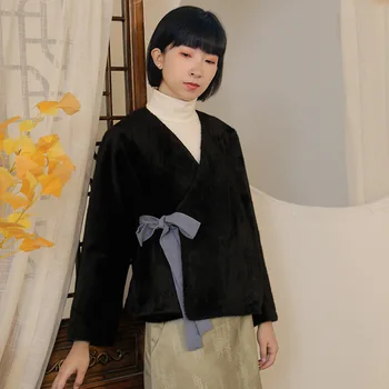 

Women Tops 2019 winter new style improved Hanfu short coat Chinese style women warm Imitation marten jacket