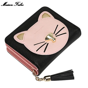 

Maison Fabre Ladies Wallet Cute Cat Tassel Short Mini Wallet Multifunctional Card Holder Simple Bag Coin Bag Card Bag