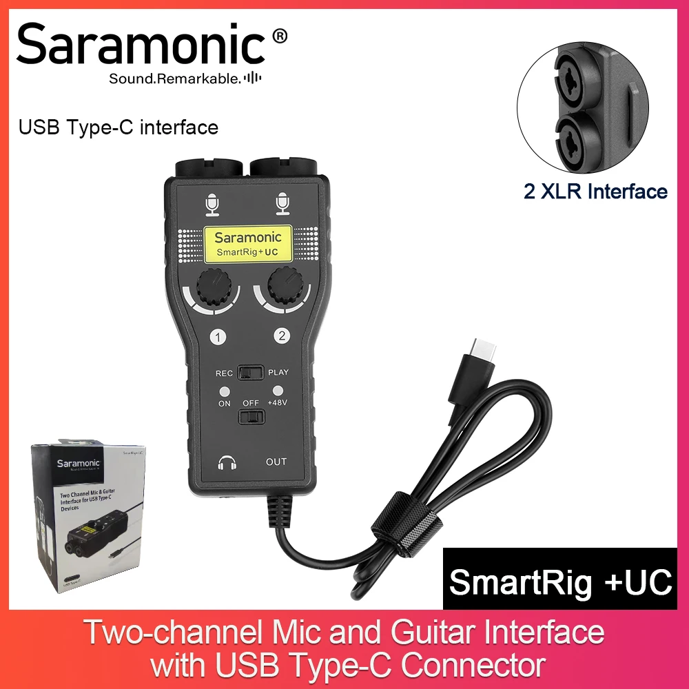 Saramonic SmartRig + UC 2 Track XLR и 3 5 мм микрофон миксер гитара аудио интерфейс для устройств