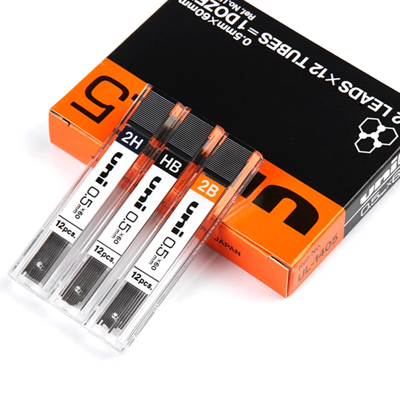 

12Pcs/Lot Japan UNI UL-1403/UL-1405/UL-140 automatic pencil lead 0.3/0.5/0.7mm movable pencil refill core HB/2B/2H